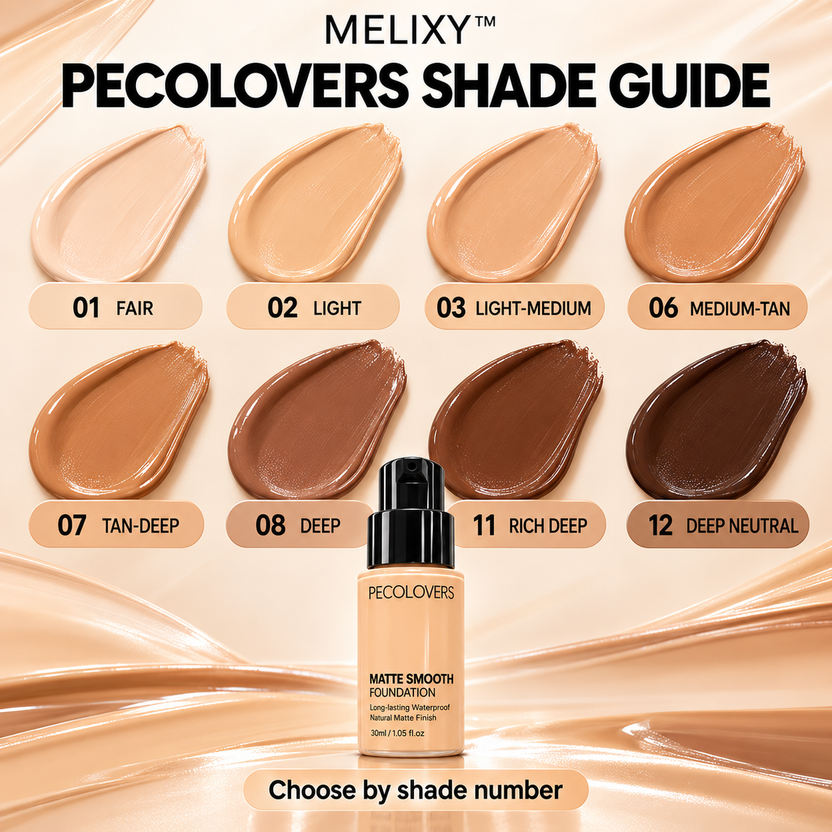PECOLOVERS Second-Skin Matte Foundation – Full Coverage, 30 mL