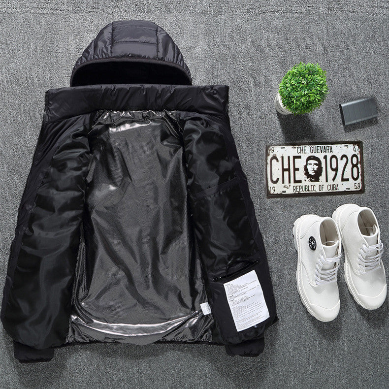 Men’s Heated Jacket with USB Rechargeable Heating, Lightweight Thermal Winter Coat with Removable Hood, Windproof Electric Heating Jacket, 3 Temperature Levels