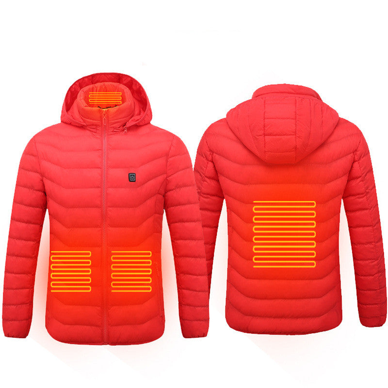Men’s Heated Jacket with USB Rechargeable Heating, Lightweight Thermal Winter Coat with Removable Hood, Windproof Electric Heating Jacket, 3 Temperature Levels