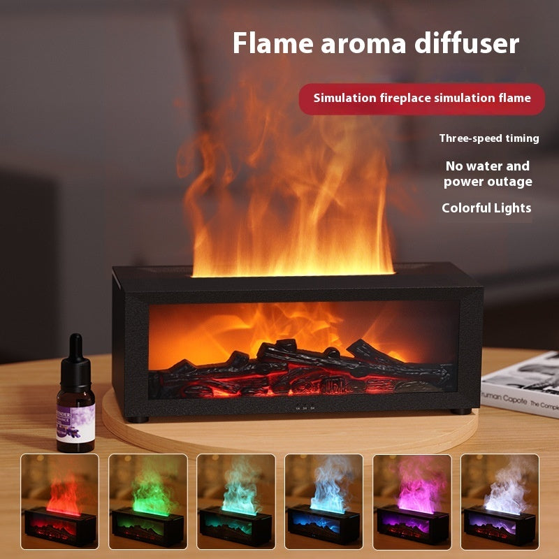 3D Flame Aromatherapy Diffuser – Large Mist Output | Essential Oil Humidifier with Colorful LED Fire Effect