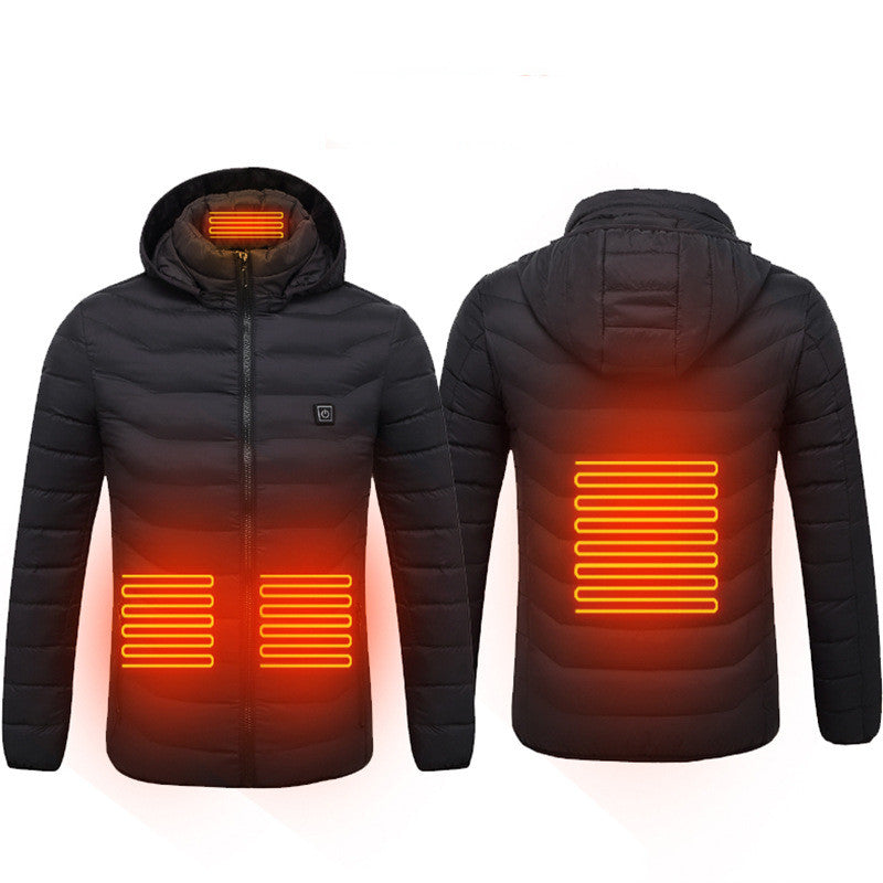 Men’s Heated Jacket with USB Rechargeable Heating, Lightweight Thermal Winter Coat with Removable Hood, Windproof Electric Heating Jacket, 3 Temperature Levels