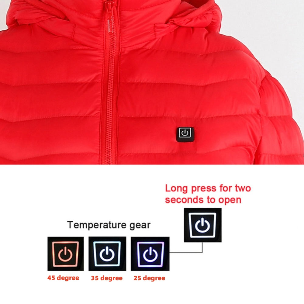 Men’s Heated Jacket with USB Rechargeable Heating, Lightweight Thermal Winter Coat with Removable Hood, Windproof Electric Heating Jacket, 3 Temperature Levels