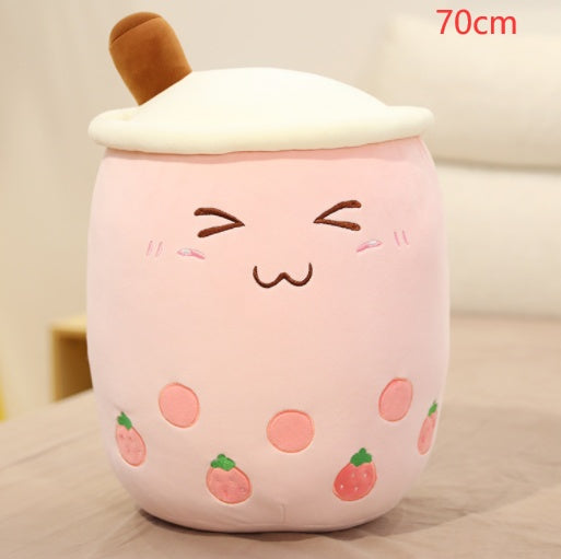 Melixy Boba Buddy Plush – Strawberry Milk Cup