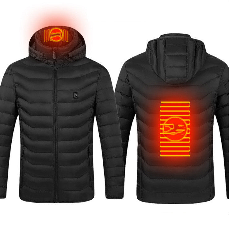 Men’s Heated Jacket with USB Rechargeable Heating, Lightweight Thermal Winter Coat with Removable Hood, Windproof Electric Heating Jacket, 3 Temperature Levels