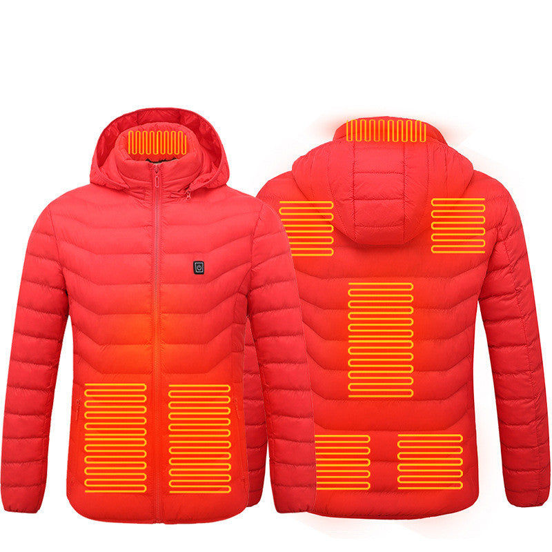 Men’s Heated Jacket with USB Rechargeable Heating, Lightweight Thermal Winter Coat with Removable Hood, Windproof Electric Heating Jacket, 3 Temperature Levels
