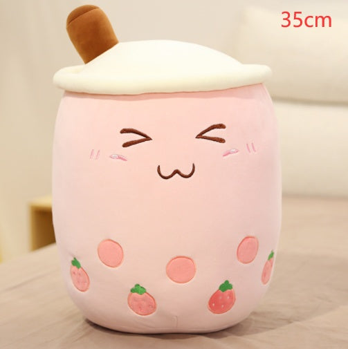 Melixy Boba Buddy Plush – Strawberry Milk Cup