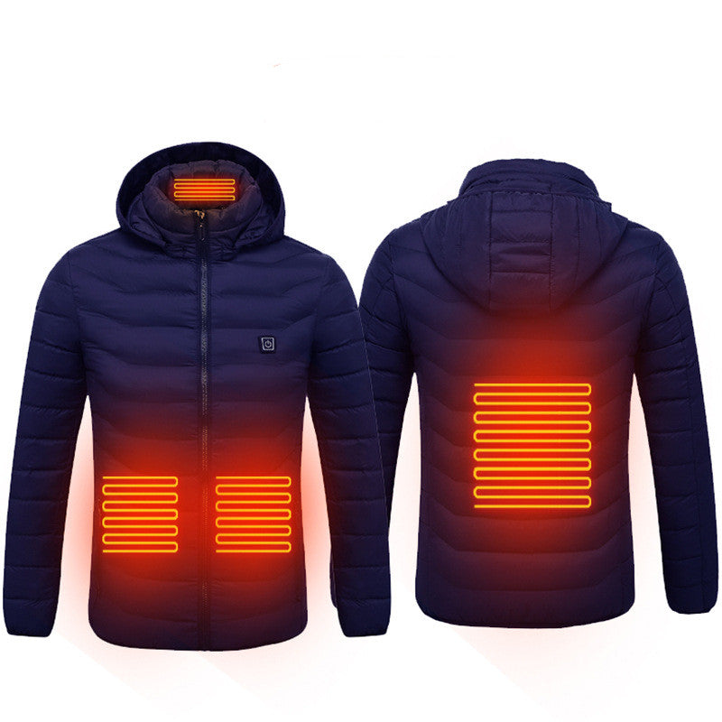 Men’s Heated Jacket with USB Rechargeable Heating, Lightweight Thermal Winter Coat with Removable Hood, Windproof Electric Heating Jacket, 3 Temperature Levels