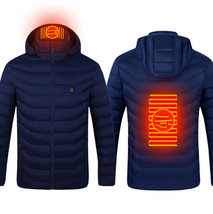 Men’s Heated Jacket with USB Rechargeable Heating, Lightweight Thermal Winter Coat with Removable Hood, Windproof Electric Heating Jacket, 3 Temperature Levels