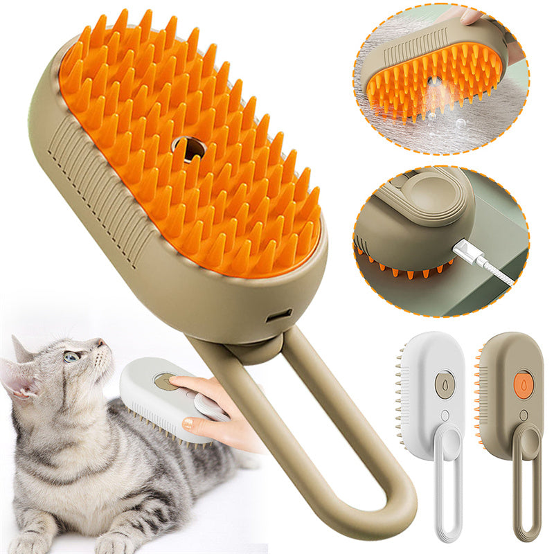 3-in-1 Steamy Pet Grooming Brush – Electric Spray Cat & Dog Comb for De-Shedding, Detangling & Massage