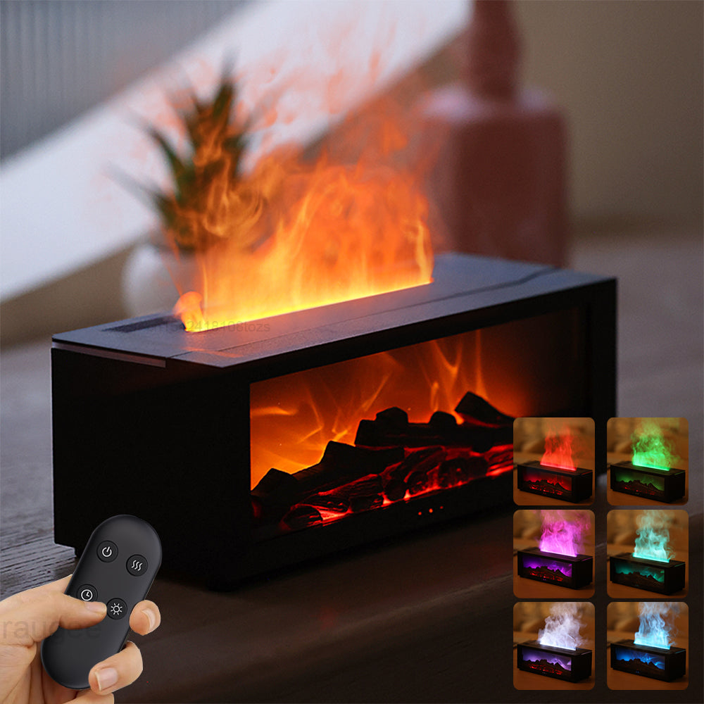 3D Flame Aromatherapy Diffuser – Large Mist Output | Essential Oil Humidifier with Colorful LED Fire Effect