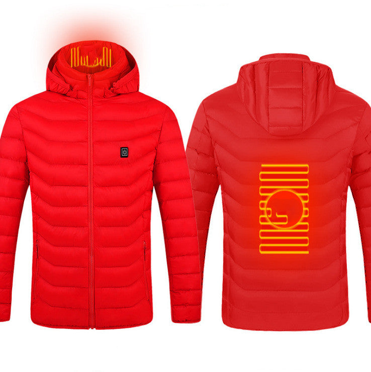 Men’s Heated Jacket with USB Rechargeable Heating, Lightweight Thermal Winter Coat with Removable Hood, Windproof Electric Heating Jacket, 3 Temperature Levels