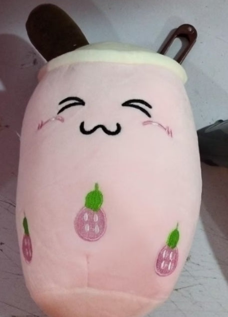 Melixy Boba Buddy Plush – Strawberry Milk Cup