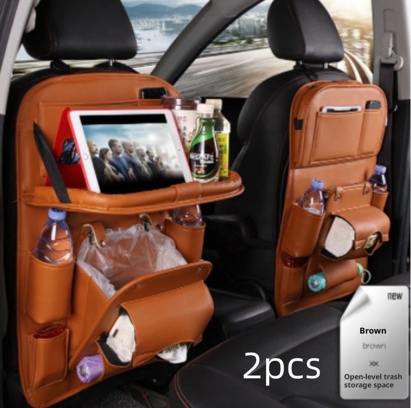 Melixy™ PU Leather Backseat Organizer with Fold-Down Tray – Waterproof Car Storage for Daily Travel