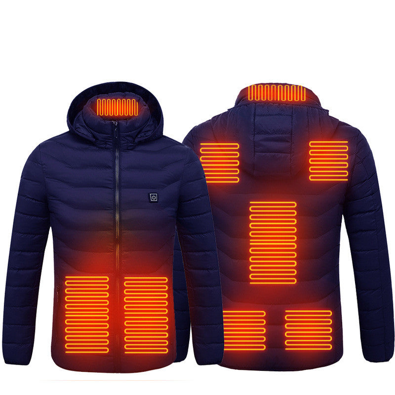 Men’s Heated Jacket with USB Rechargeable Heating, Lightweight Thermal Winter Coat with Removable Hood, Windproof Electric Heating Jacket, 3 Temperature Levels