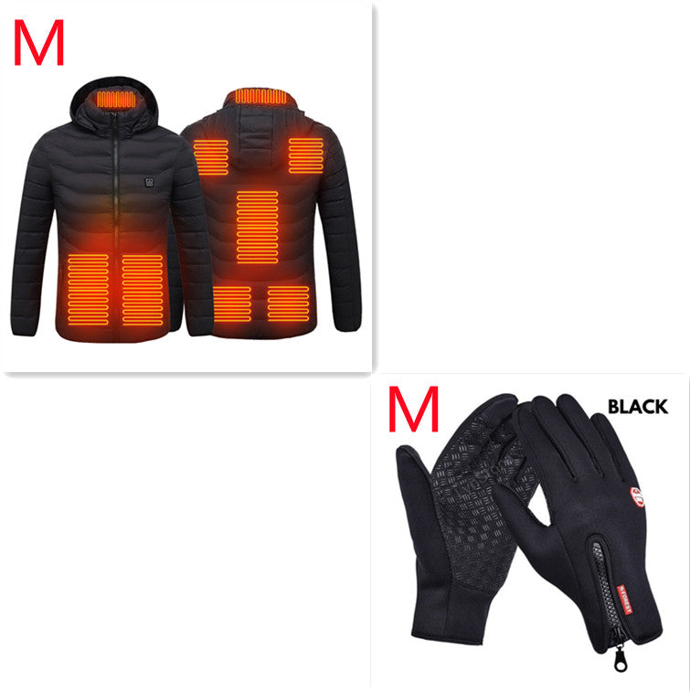 Men’s Heated Jacket with USB Rechargeable Heating, Lightweight Thermal Winter Coat with Removable Hood, Windproof Electric Heating Jacket, 3 Temperature Levels