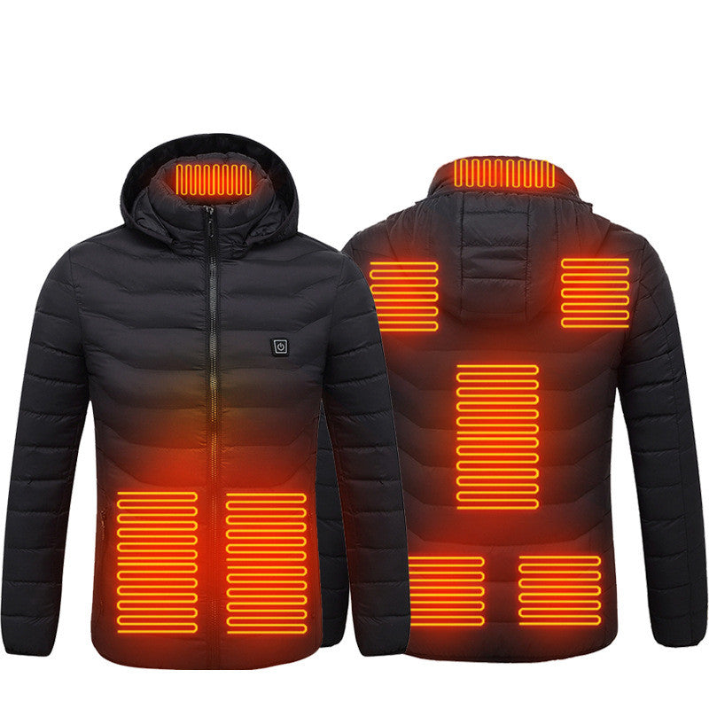 Men’s Heated Jacket with USB Rechargeable Heating, Lightweight Thermal Winter Coat with Removable Hood, Windproof Electric Heating Jacket, 3 Temperature Levels