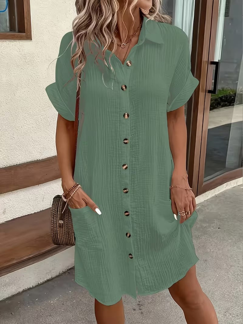 Elegant Women's Button-Down Shirt Dress