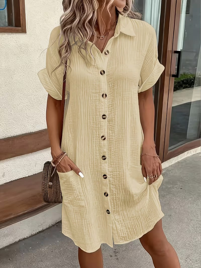 Elegant Women's Button-Down Shirt Dress