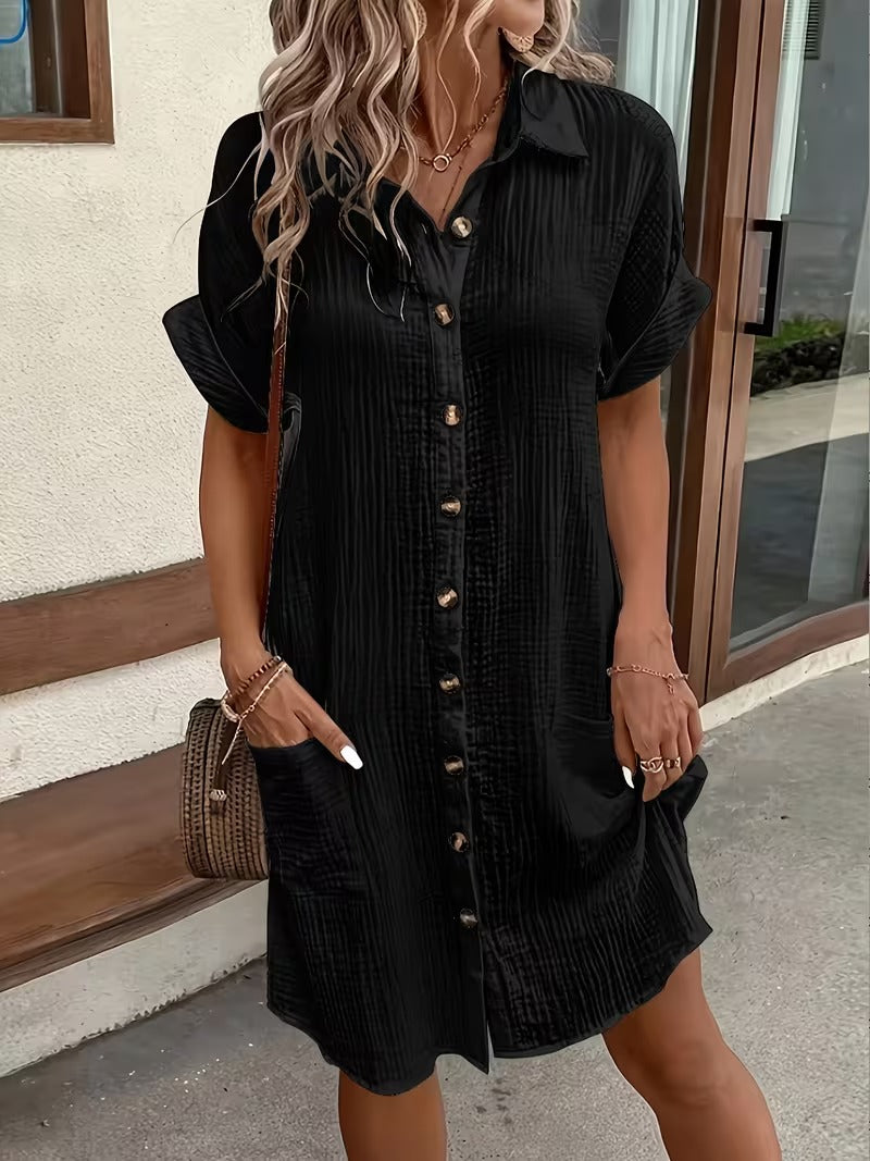 Elegant Women's Button-Down Shirt Dress