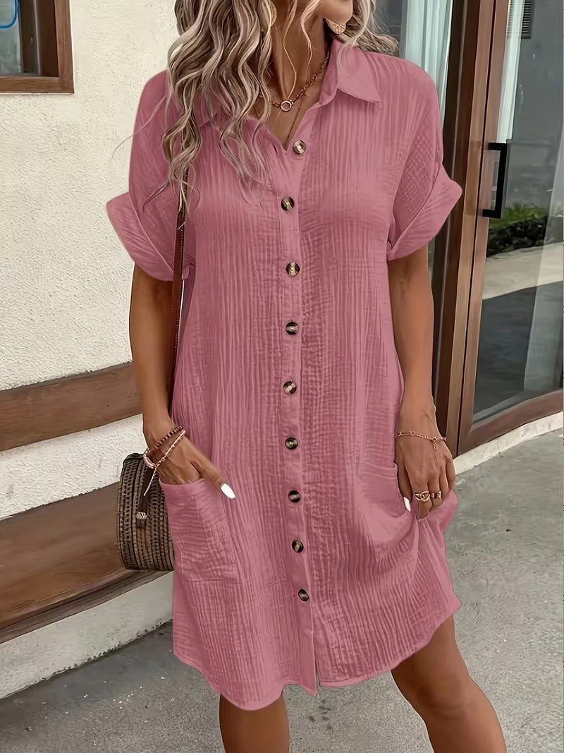 Elegant Women's Button-Down Shirt Dress