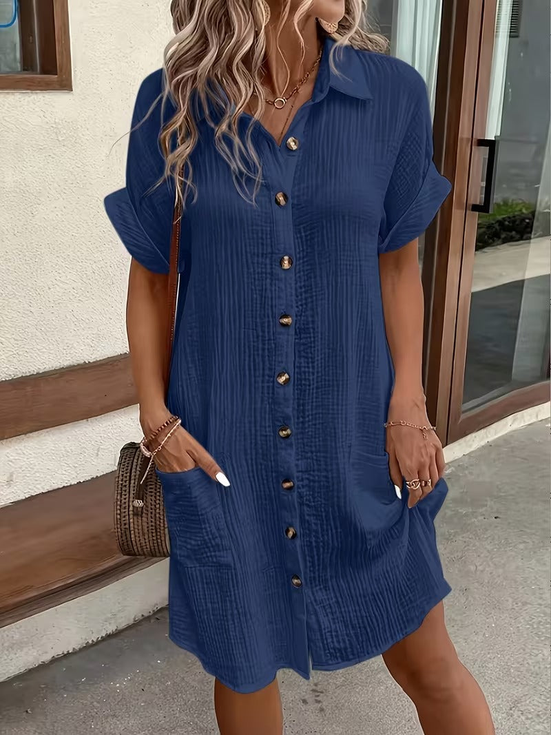 Elegant Women's Button-Down Shirt Dress