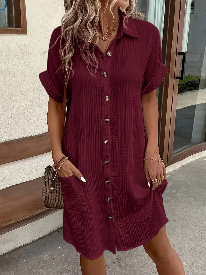Elegant Women's Button-Down Shirt Dress