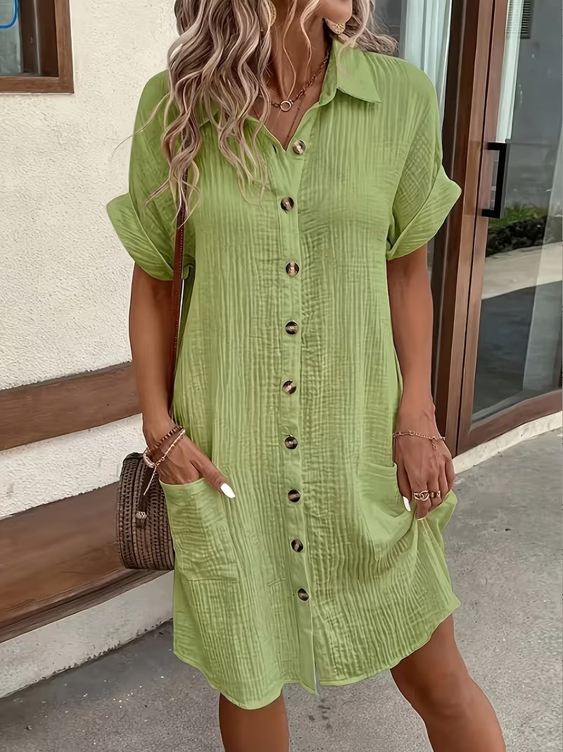 Elegant Women's Button-Down Shirt Dress