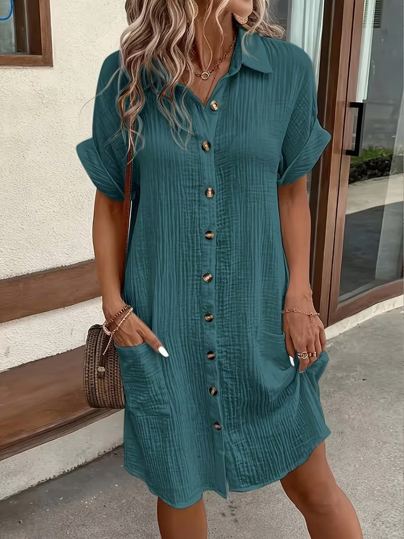 Elegant Women's Button-Down Shirt Dress