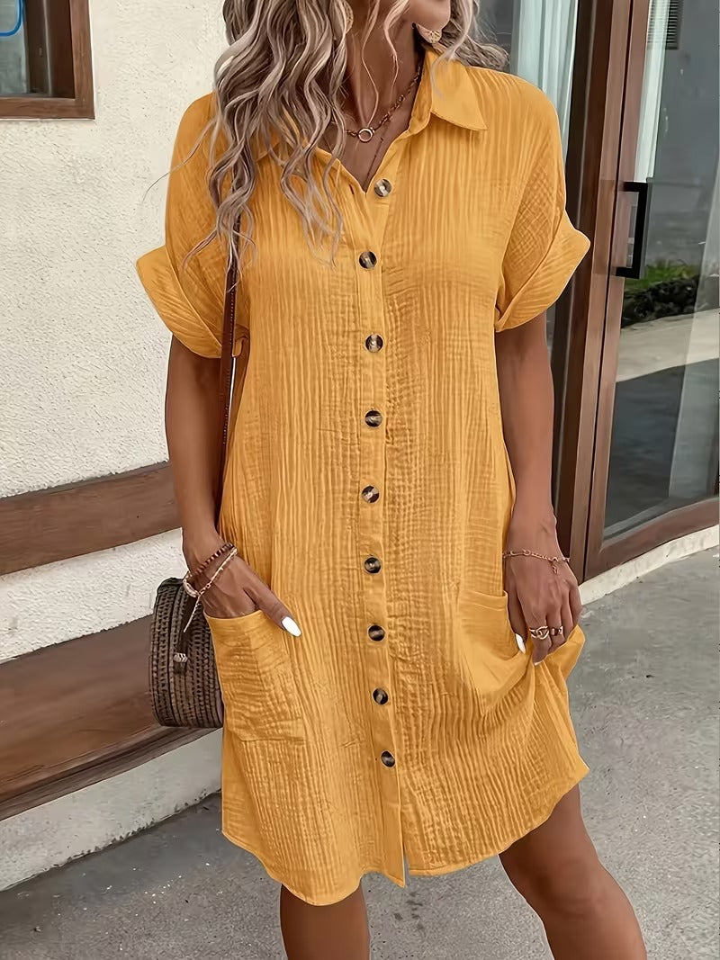 Elegant Women's Button-Down Shirt Dress