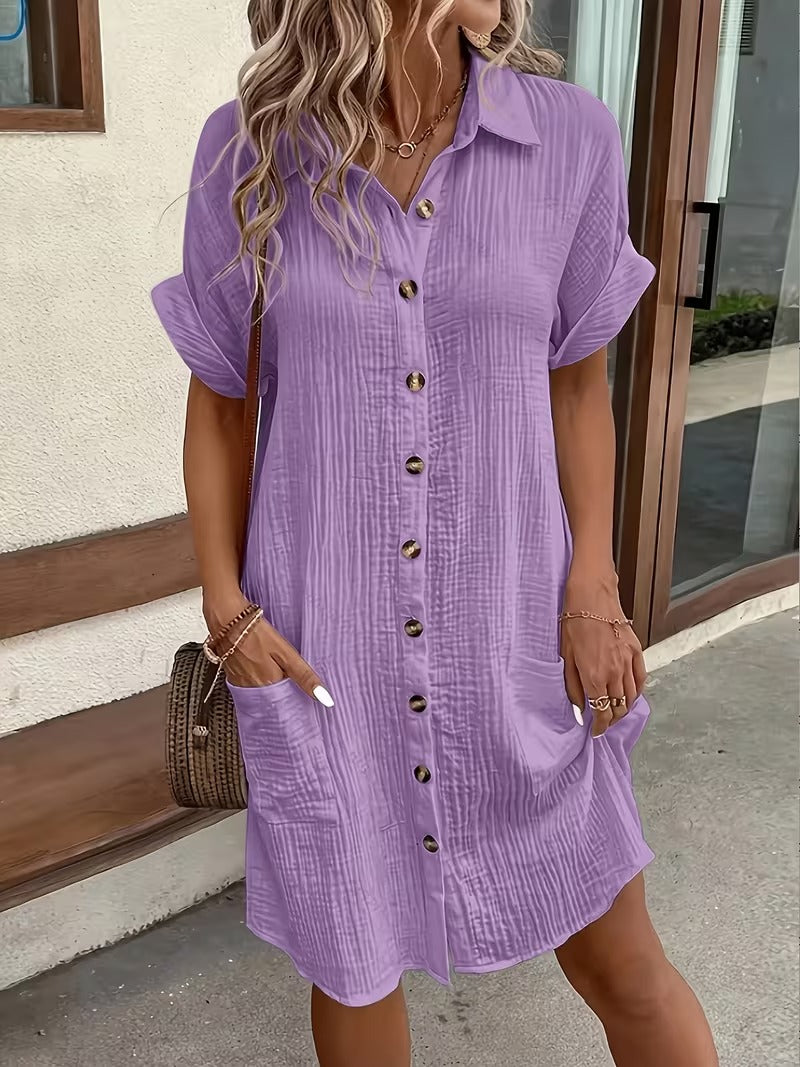 Elegant Women's Button-Down Shirt Dress