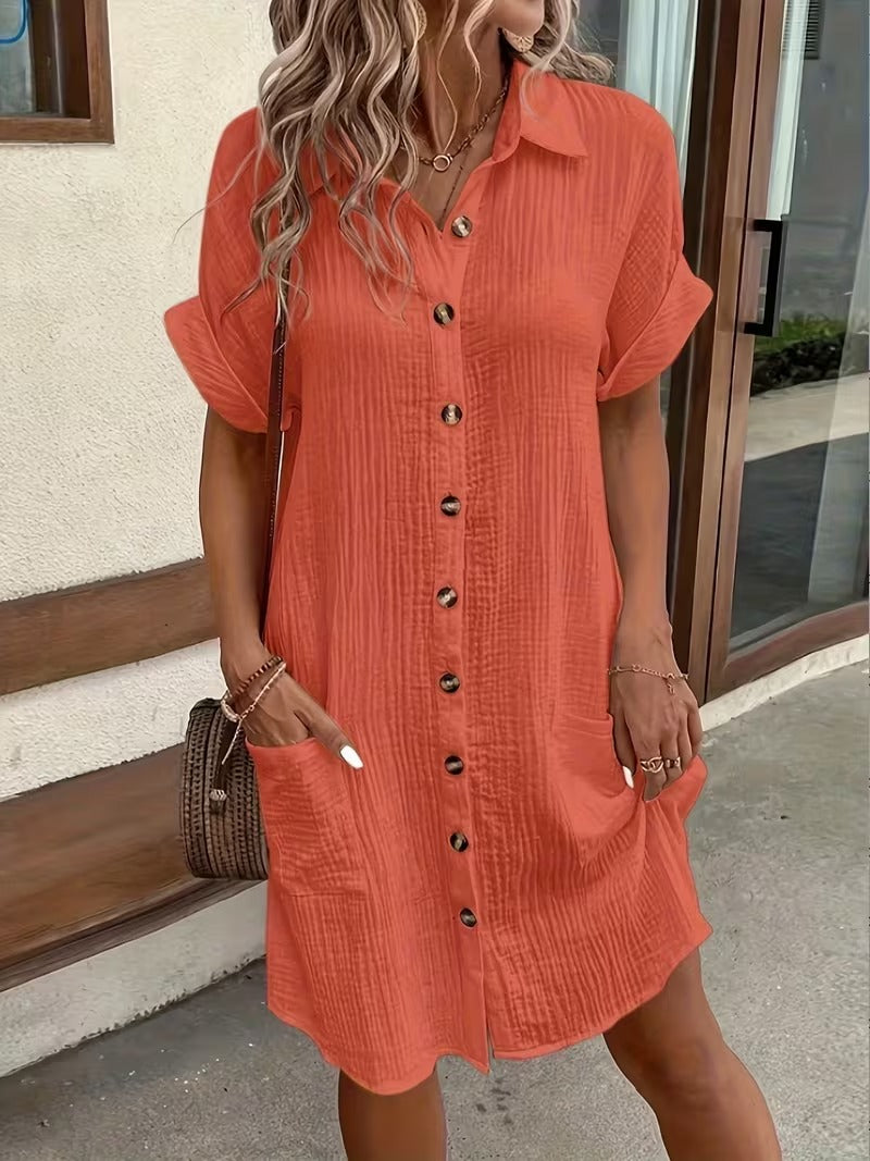 Elegant Women's Button-Down Shirt Dress